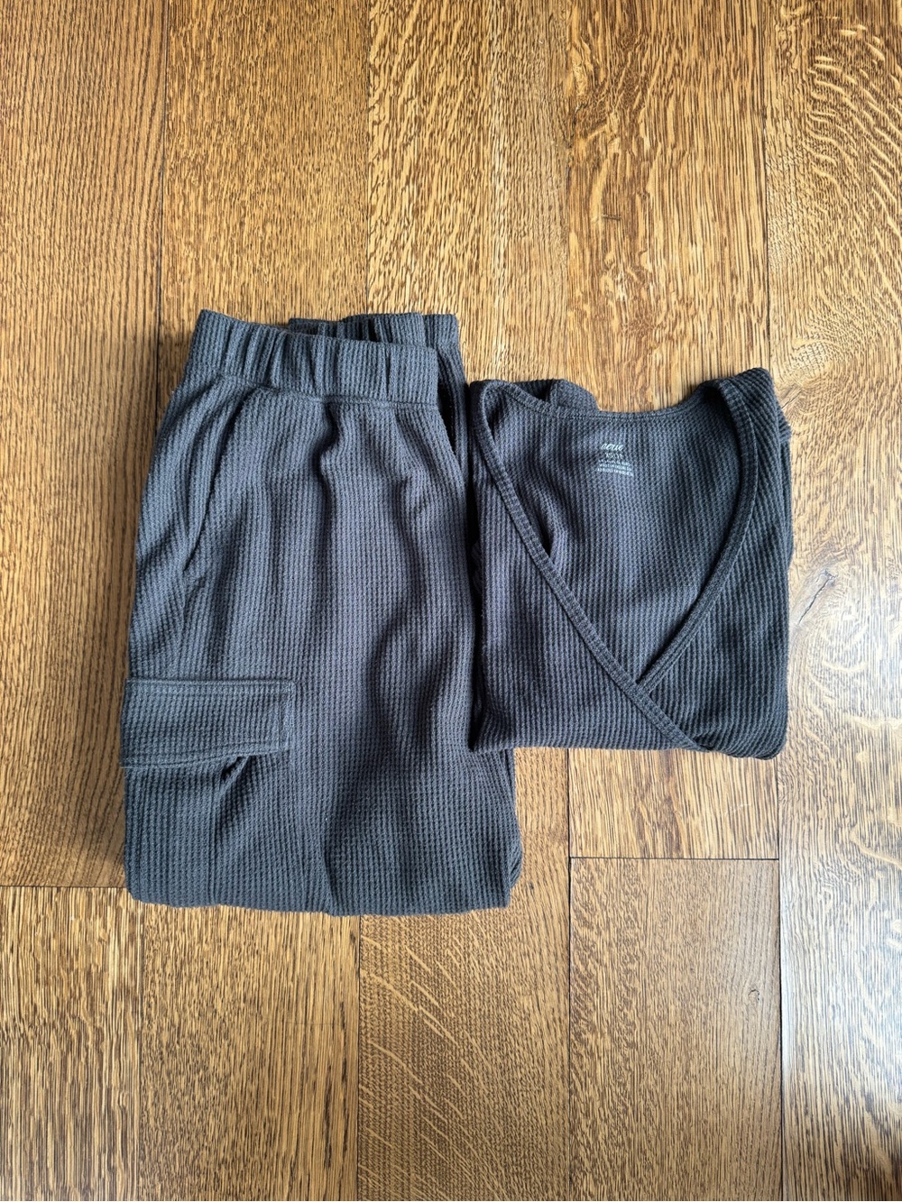 Aerie Women's Waffle-Knit Sweatpants & Wrap Top - Charcoal Grey XS